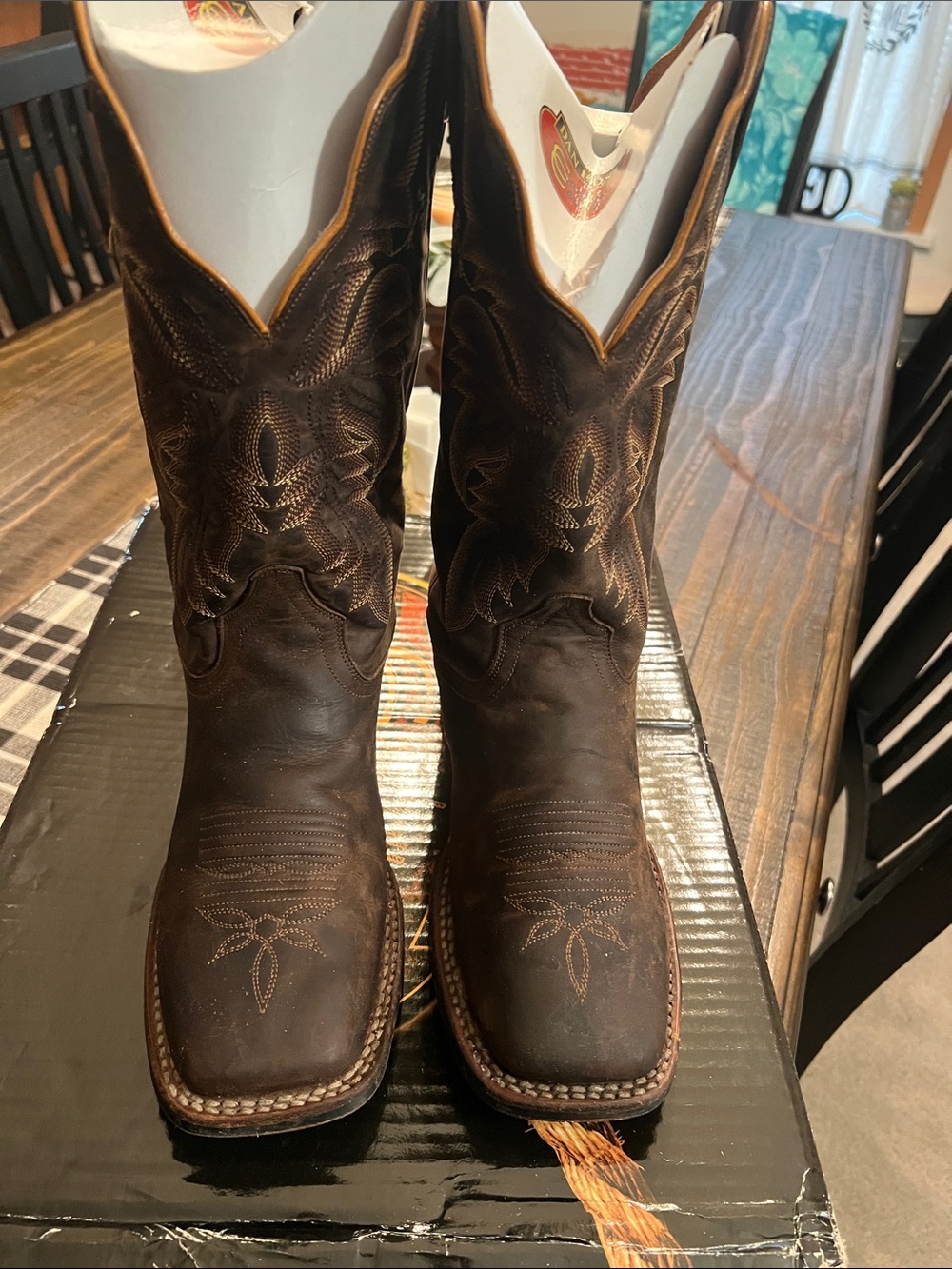 Dan Post Dark Brown Embroidered Cowboy Boots
